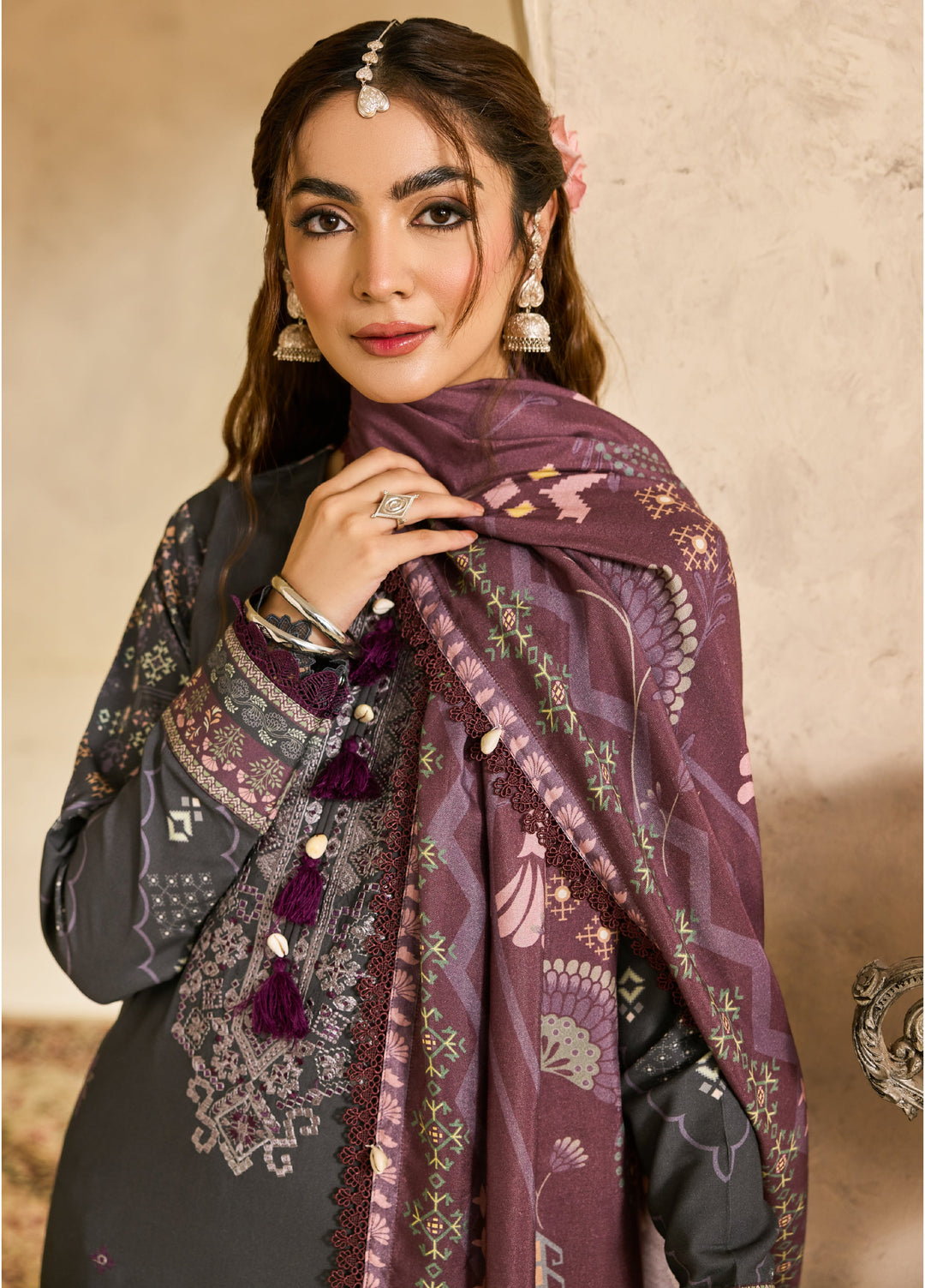 Zync by Florent One Nation Unstitched Khaddar Embroidered Suits 3 Piece FL25ON FL-3A - Winter Collection