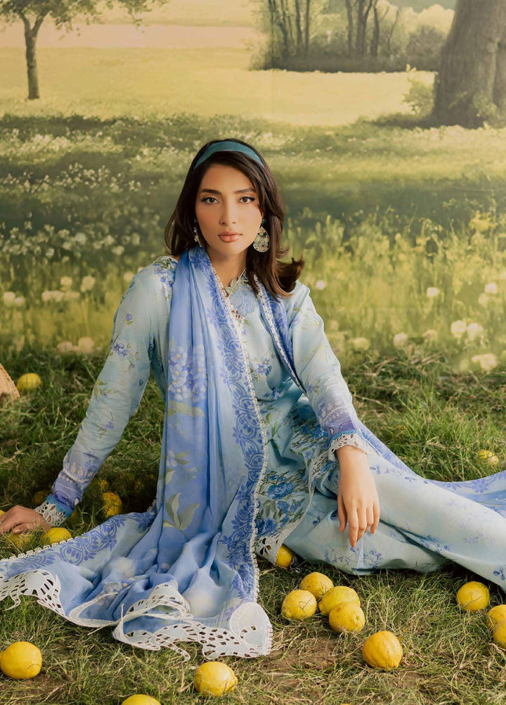 Bloom by Nureh Unstitched Embroidered Doria Lawn 3 Piece Suit NU26ULB BL-14 - Summer Collection