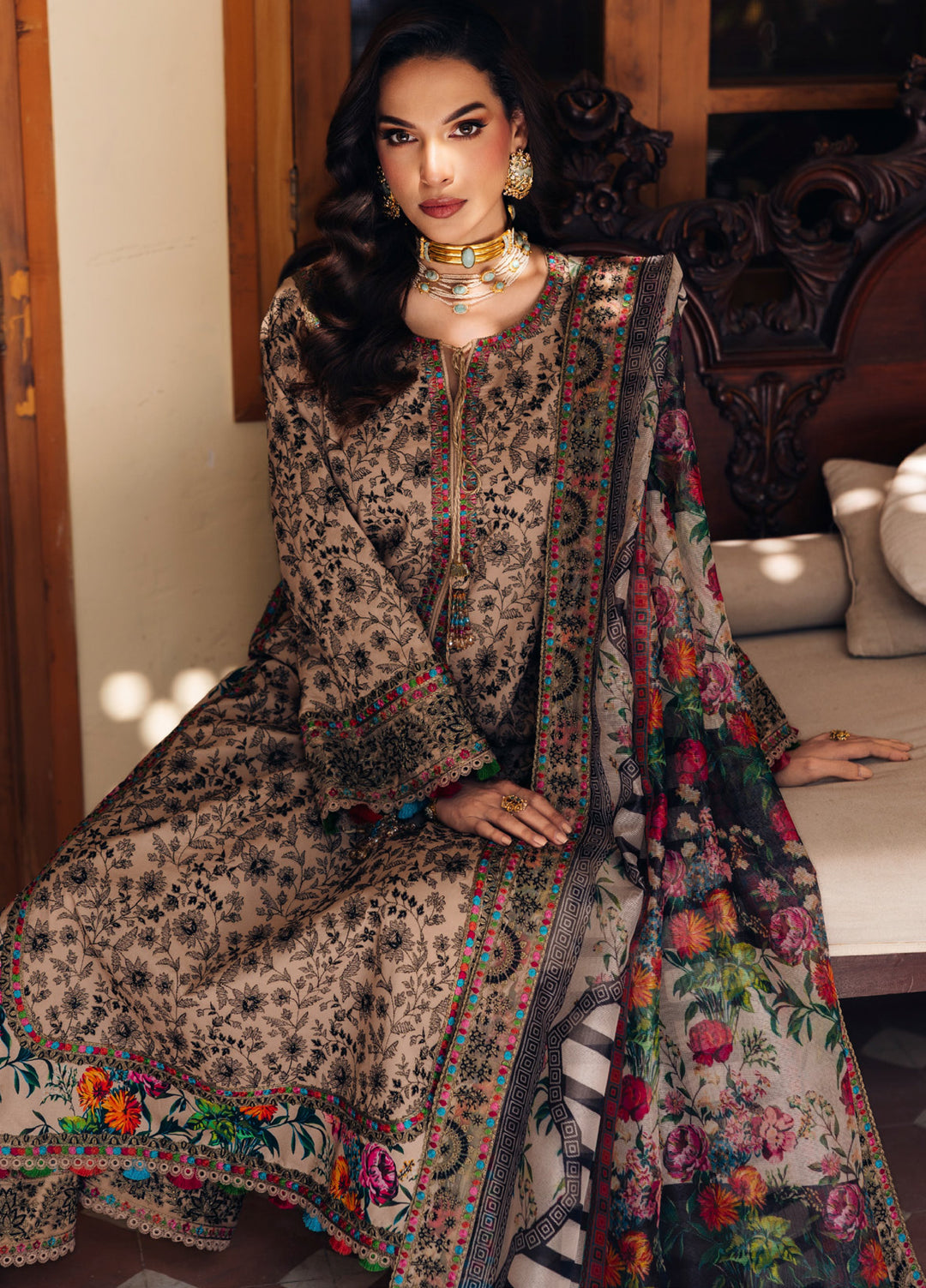 Charizma Unstitched Embroidered Luxury Lawn 3 Piece Suit CHR26ULL ED6-01 - Eid Collection