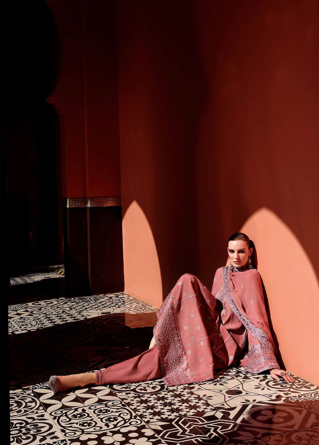 Nuvera Hemline by Mushq Unstitched Raw Silk Embroidered 3 Piece Suit MU26UNH D-4 Hermione - Festive Collection