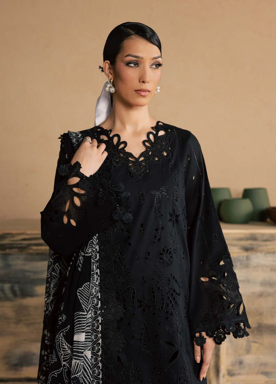 Koyal Monochrome by Nureh Unstitched Embroidered Lawn 3 Piece Suit NU26UKM NE-266 - Casual Collection