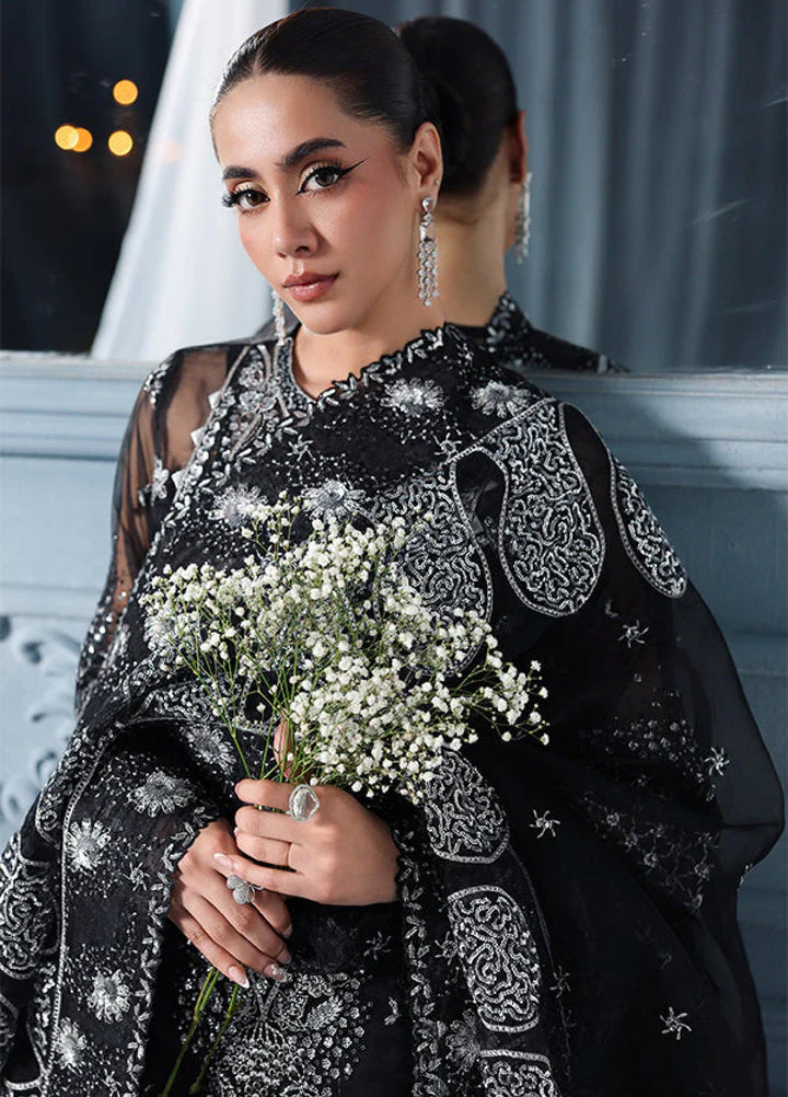 Zynoria by Saffron Unstitched Organza Embroidered Suits 3 Piece SFR25Z Onyx - Festive Collection