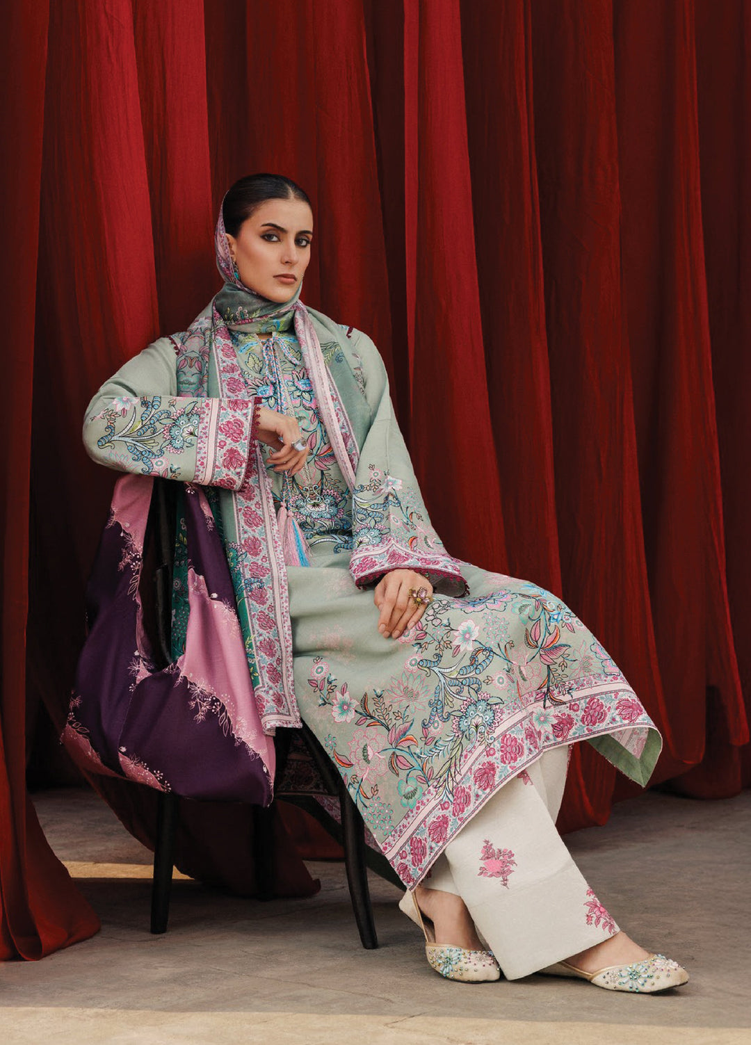 Aik Roz by Aik Atelier Unstitched Khaddar Printed Suits 3 Piece AIK25RK Look 06 - Winter Collection