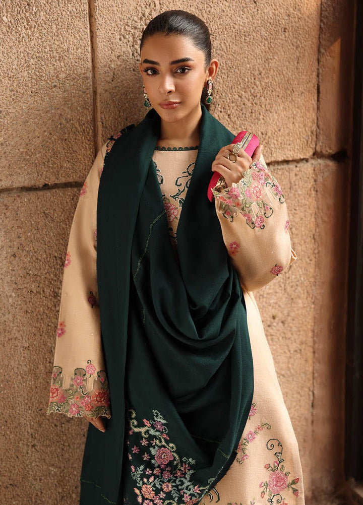 Rajbari Premium Unstitched Peach Winter Shawl Exclusive Embroidered Suits 3 Piece RB25PW D-7 - Winter Collection