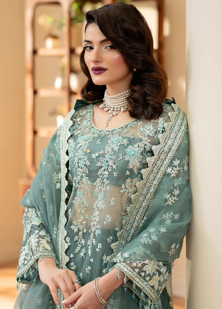 Yashfa Unstitched Hand Work Organza 4 Piece Suit MAHE NOOR - Festive Collection
