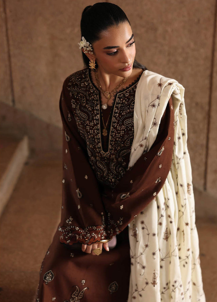 Rajbari Premium Unstitched Peach Winter Shawl Exclusive Embroidered Suits 3 Piece RB25PW D-8 - Winter Collection