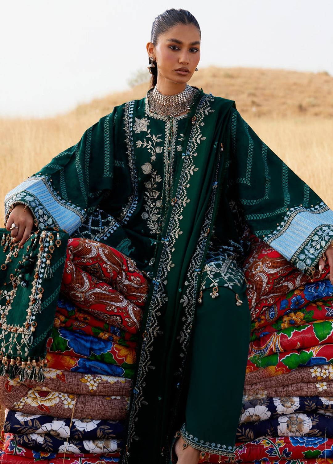 Zaha by Khadija Shah Unstitched Jacquard Embroidered Suits 3 Piece ZL25KW YASMIN ZW25-09 - Winter Collection