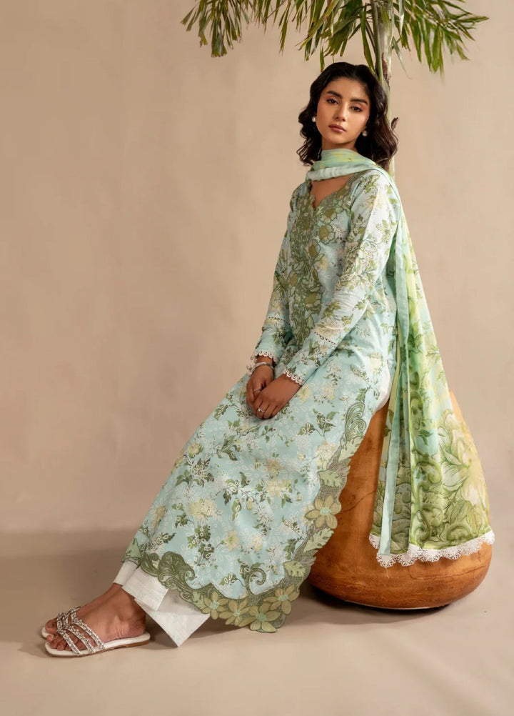 Meraki by Asifa and Nabeel Unstitched Embroidered Lawn 3 Pcs Suit AN26UM MSSL-12 Mint Mosaic - Summer