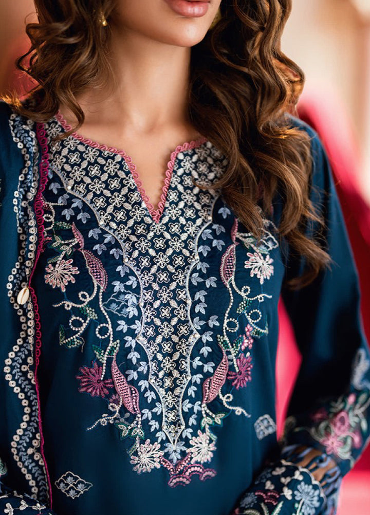 Shades Of Winter by Florent Unstitched Marina Twill Embroidered Suits 3 Piece FL25SW FL-4B - Winter Collection