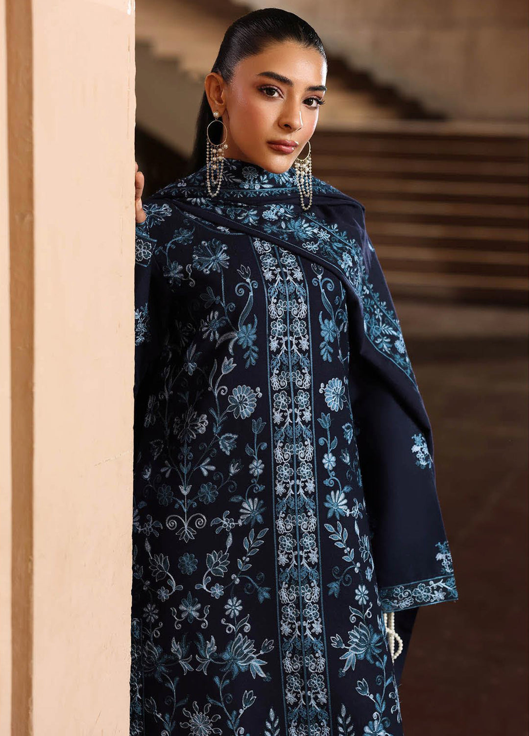 Rajbari Premium Unstitched Peach Winter Shawl Exclusive Embroidered Suits 3 Piece RB25PW D-6 - Winter Collection