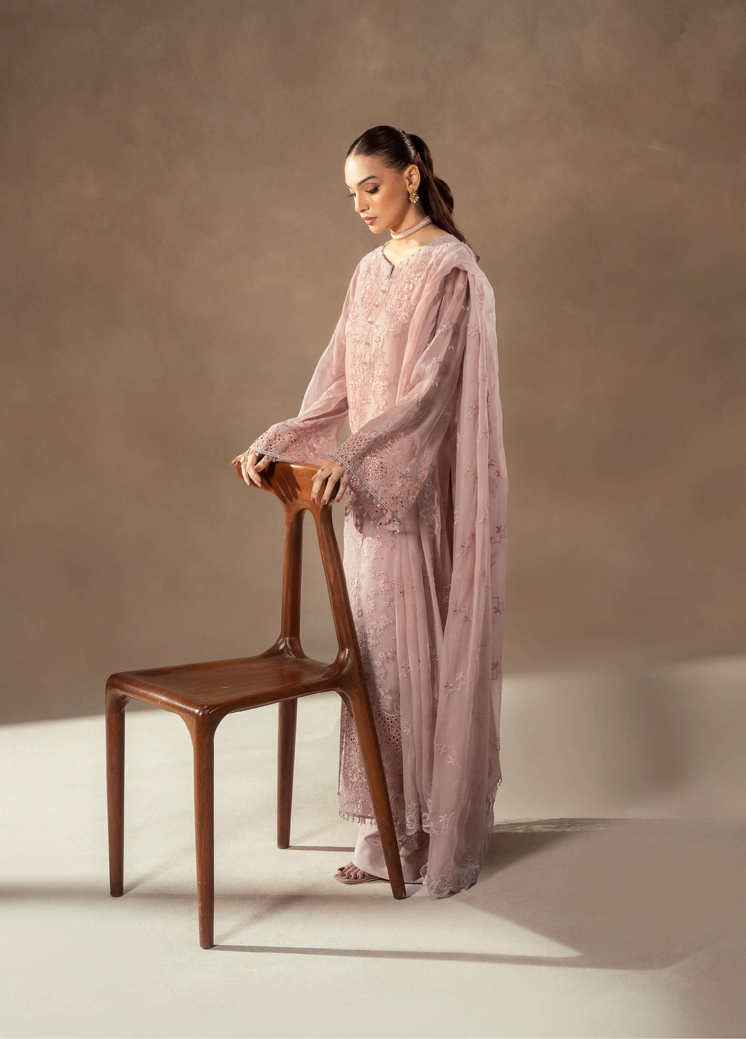 Afsanah by Lavish Premium Unstitched Chiffon Embroidered Suits 3 Piece LV25AC BLUSH PETAL-10 - Festive Collection