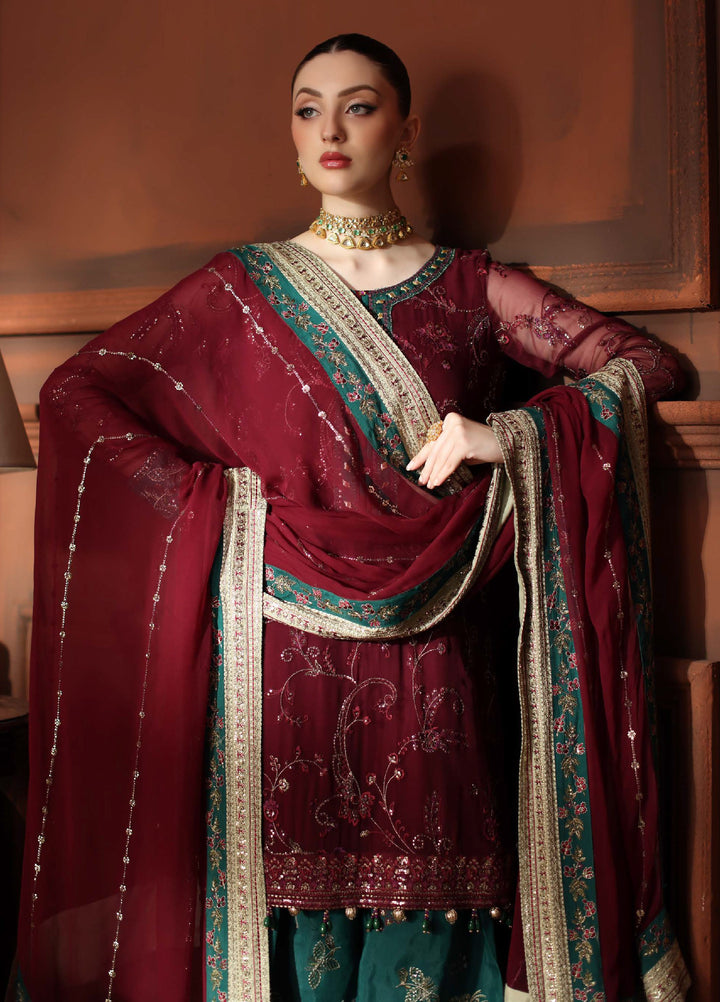 Alfaaz By Nureh Festive Unstitched Chiffon Embroidered 3 Piece Suits NU25AF NL-90 - Festive Collection