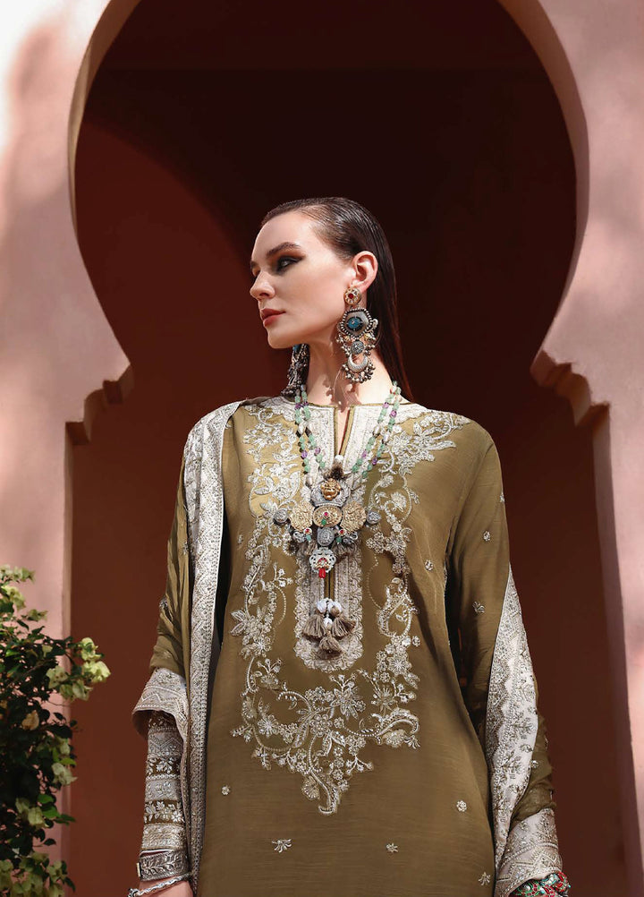 Nuvera Hemline by Mushq Unstitched Raw Silk Embroidered 3 Piece Suit MU26UNH D-3 Jadis - Festive Collection