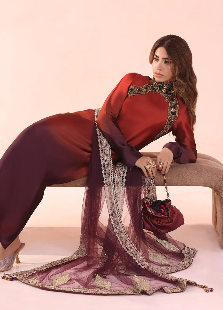 Eterna by Musferah Saad Pret Embroidered Tissue Silk 2 Piece Sunset Ombre - Festive Collection
