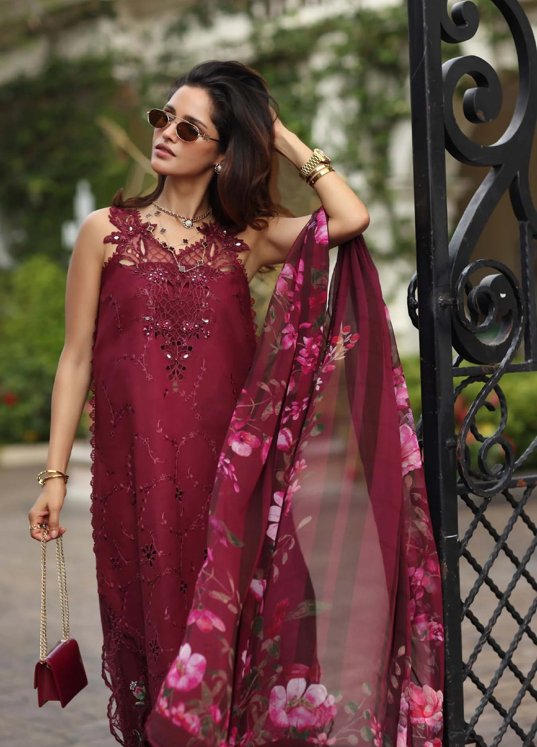 Noor Luxe by Saadia Asad Unstitched Chikankari Embroidered Lawn 3 Piece Suit SA26UNL D-3 ROSELINE - Summer Collection