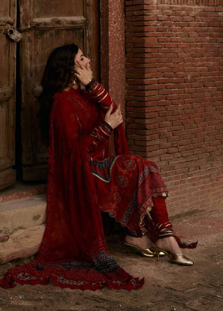 Angan by Kahf Unstitched Printed Lawn 3 Piece Suit KHF26ULA SURKH NOOR KPS-1A - Festive Collection