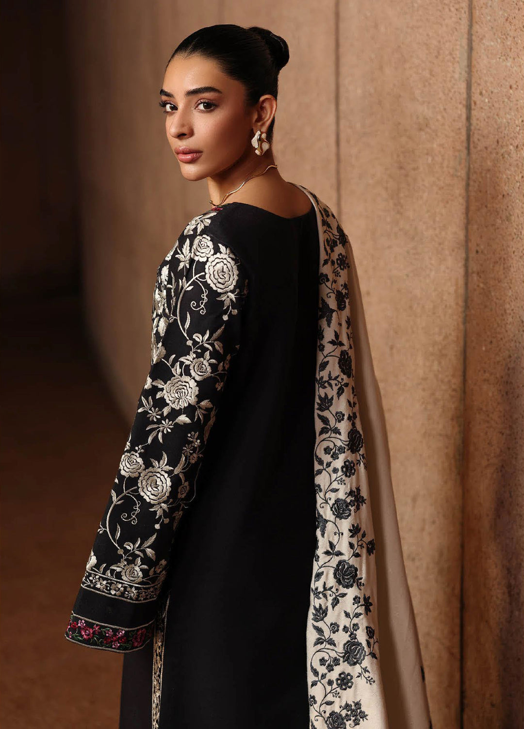 Rajbari Premium Unstitched Peach Winter Shawl Exclusive Embroidered Suits 3 Piece RB25PW D-12 - Winter Collection