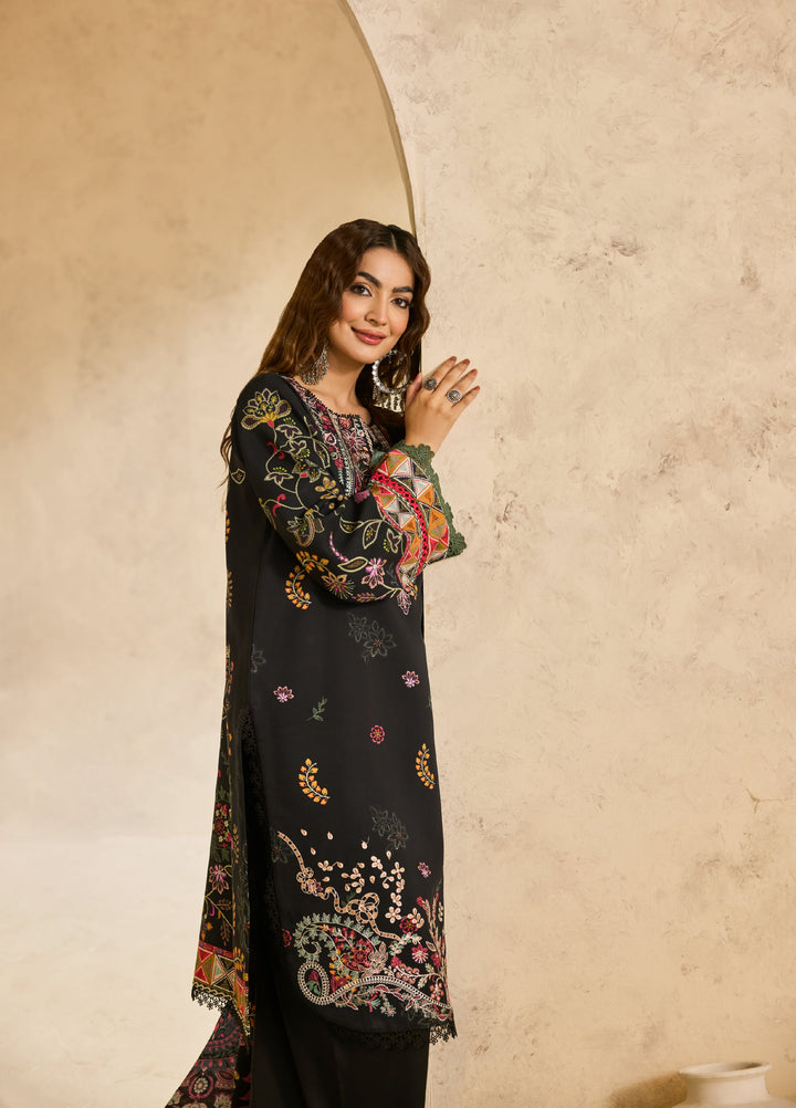 Zync by Florent One Nation Unstitched Khaddar Embroidered Suits 3 Piece FL25ON FL-2A - Winter Collection