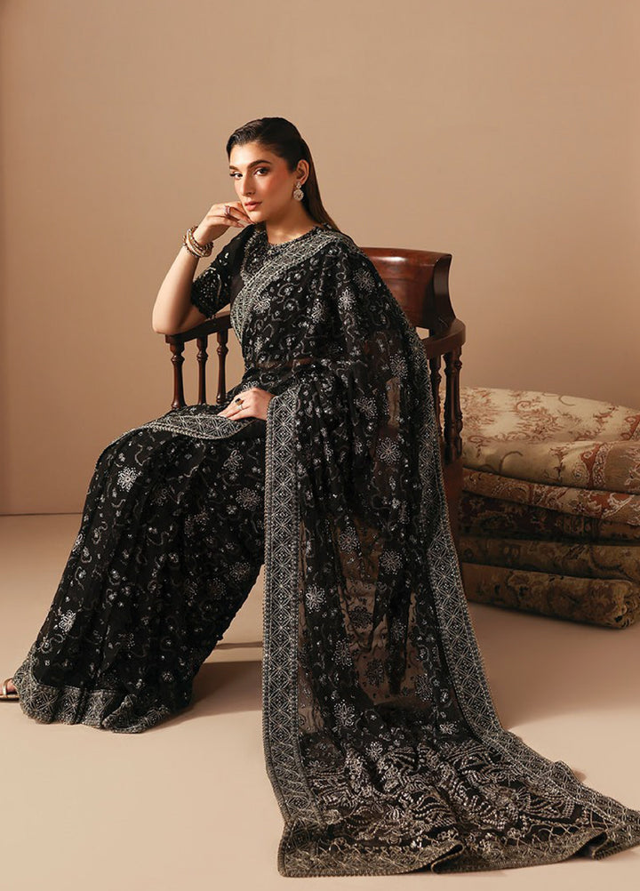 Neorah by Xenia Formals Unstitched Raw Silk Embroidered Saree XE26UN D-10 QAILAH - Festive Collection