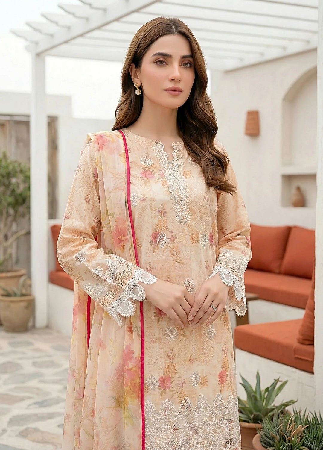 Komal by Lakhany Unstitched Embroidered Lawn 3 Piece Suit LSM26ULK LG-RK-0154 - Summer Collection
