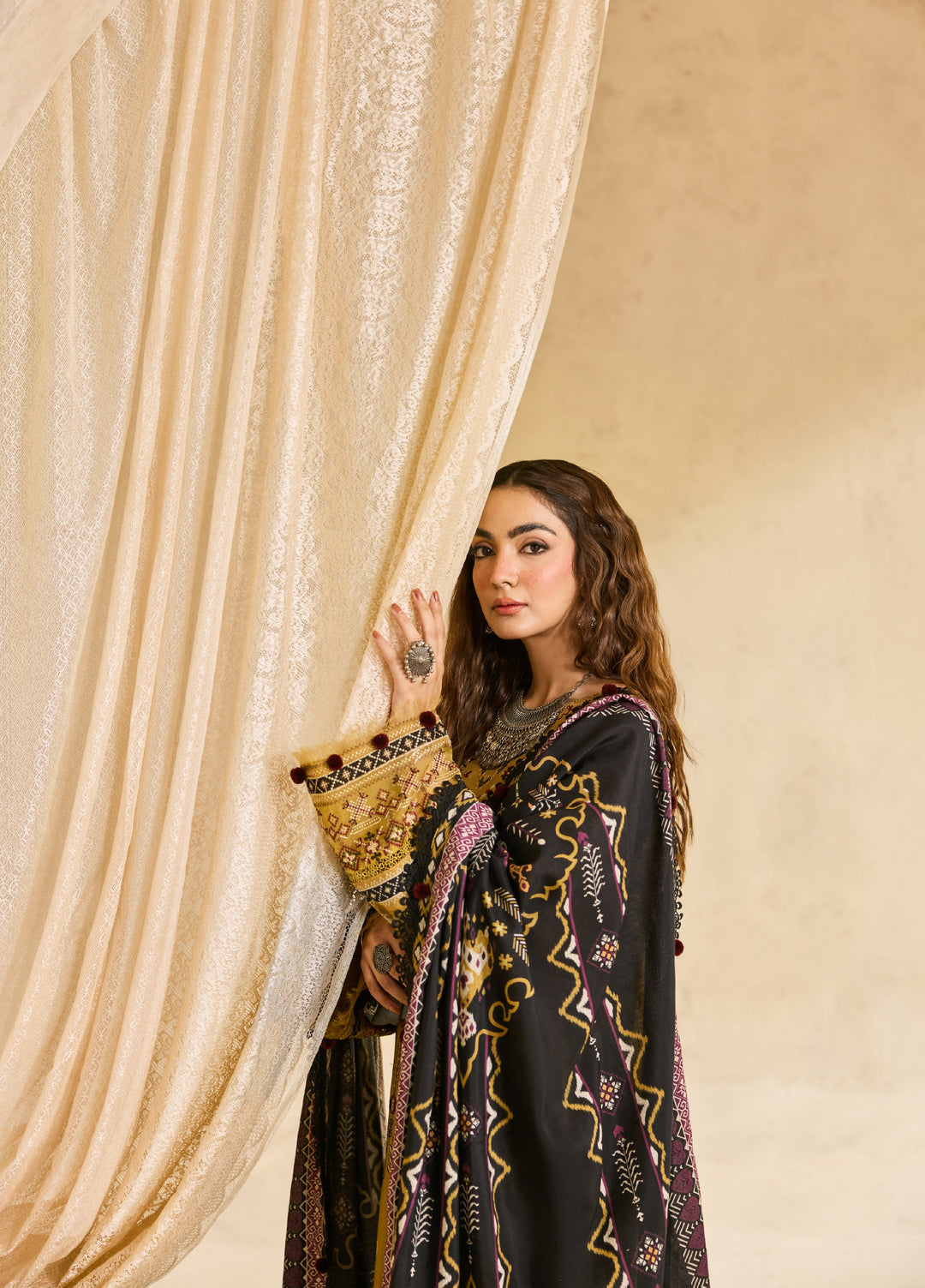 Zync by Florent One Nation Unstitched Khaddar Embroidered Suits 3 Piece FL25ON FL-5A - Winter Collection