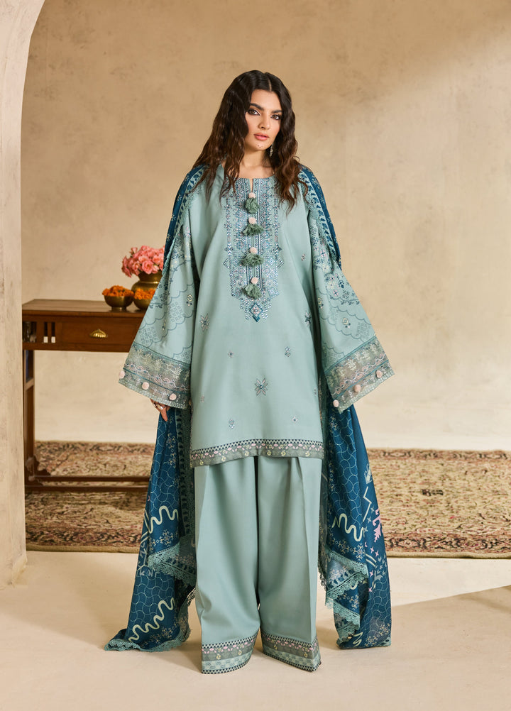 Zync by Florent One Nation Unstitched Khaddar Embroidered Suits 3 Piece FL25ON FL-3B - Winter Collection