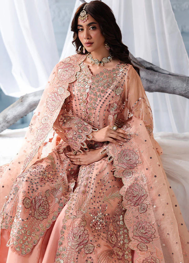 Zynoria by Saffron Unstitched Organza Embroidered Suits 3 Piece SFR25Z Carnelian - Festive Collection