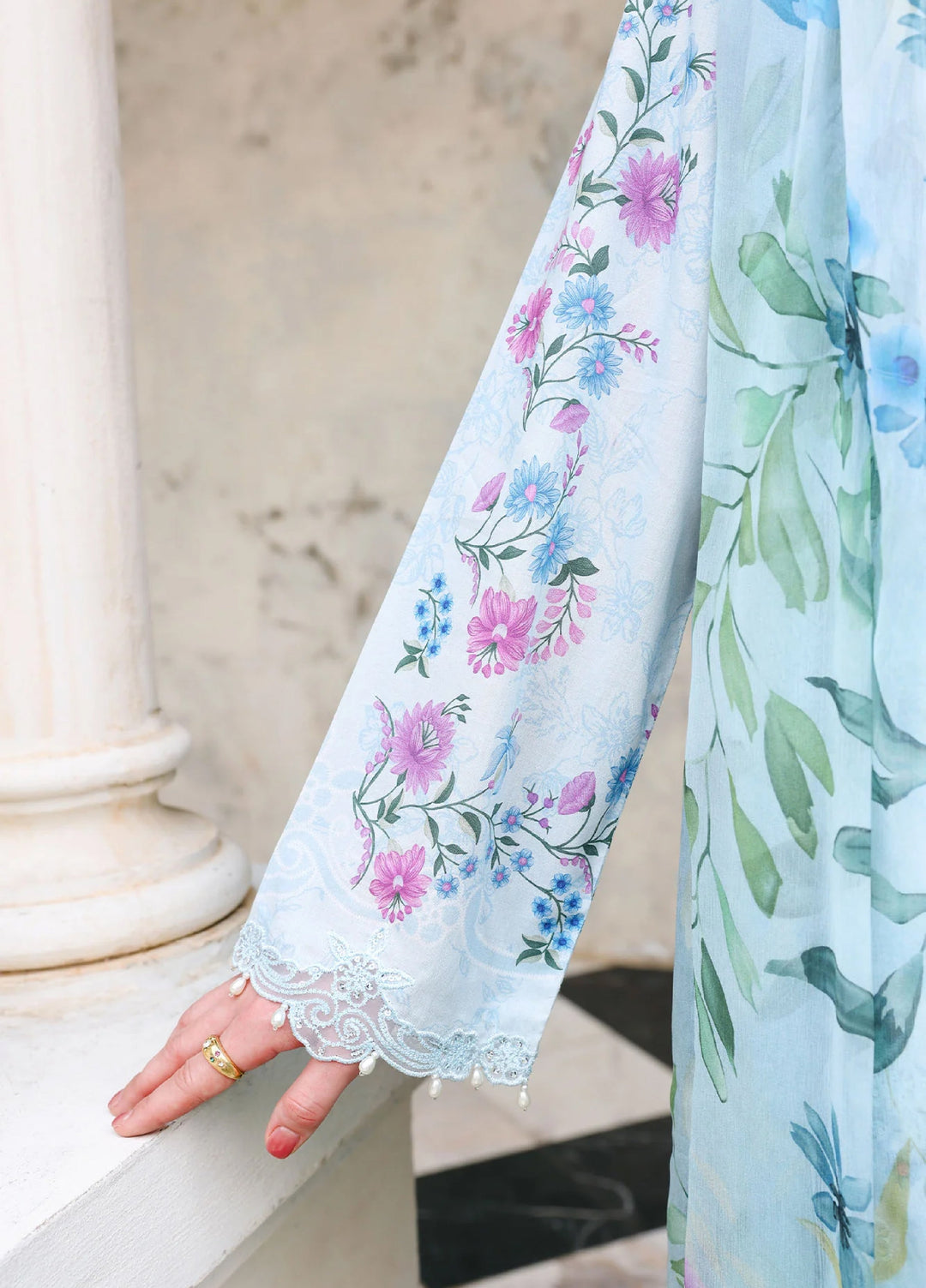 Cross Stitch Unstitched Embroidered Lawn 3 Piece Suit CS26ULE Aqua Glint - Eid Collection