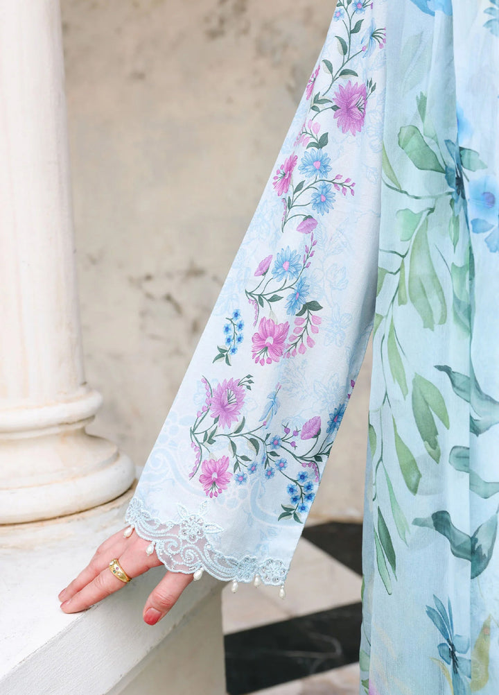 Cross Stitch Unstitched Embroidered Lawn 3 Piece Suit CS26ULE Aqua Glint - Eid Collection
