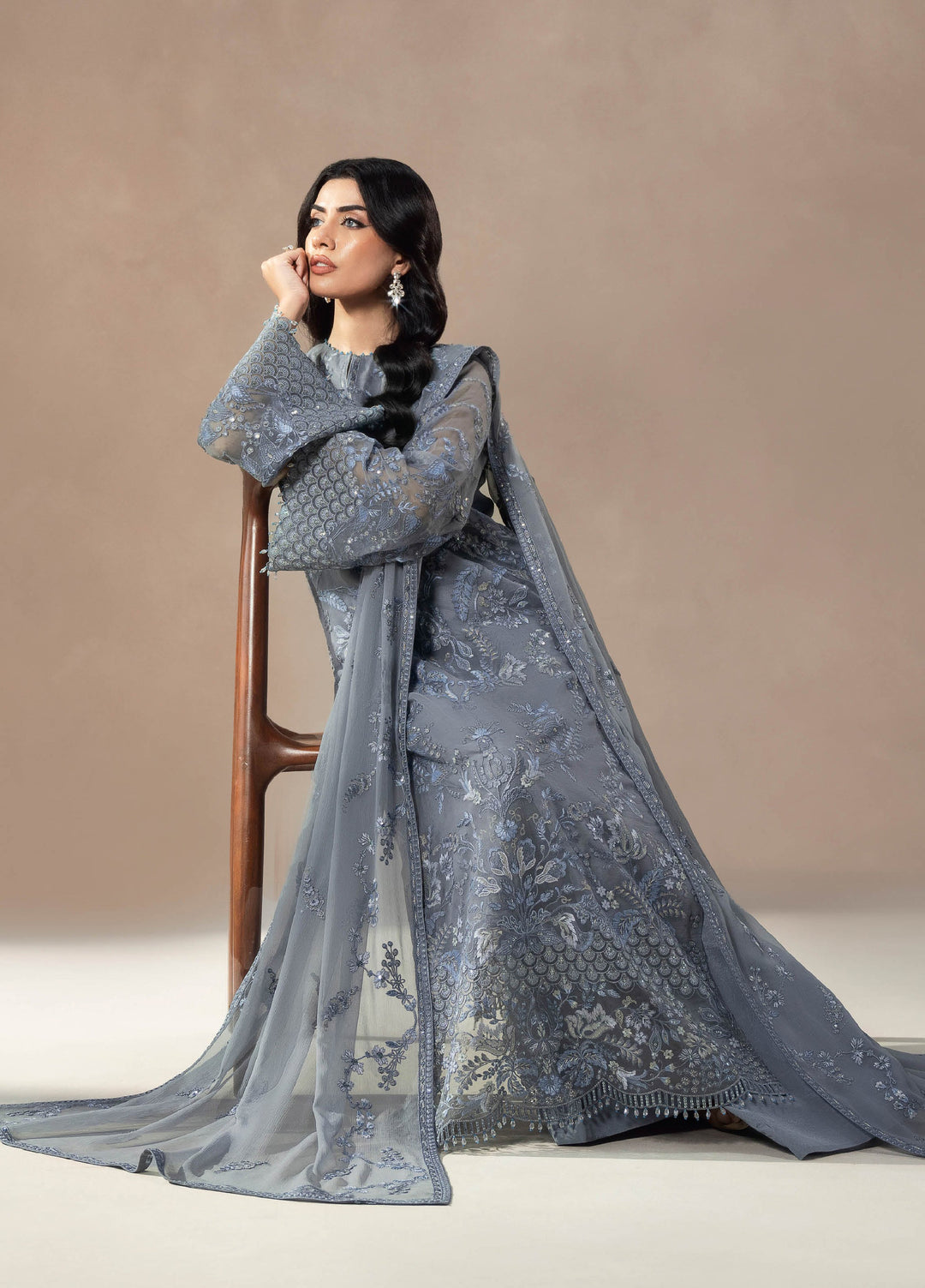 Afsanah by Lavish Premium Unstitched Chiffon Embroidered Suits 3 Piece LV25AC MOONLIT MIST-01 - Festive Collection