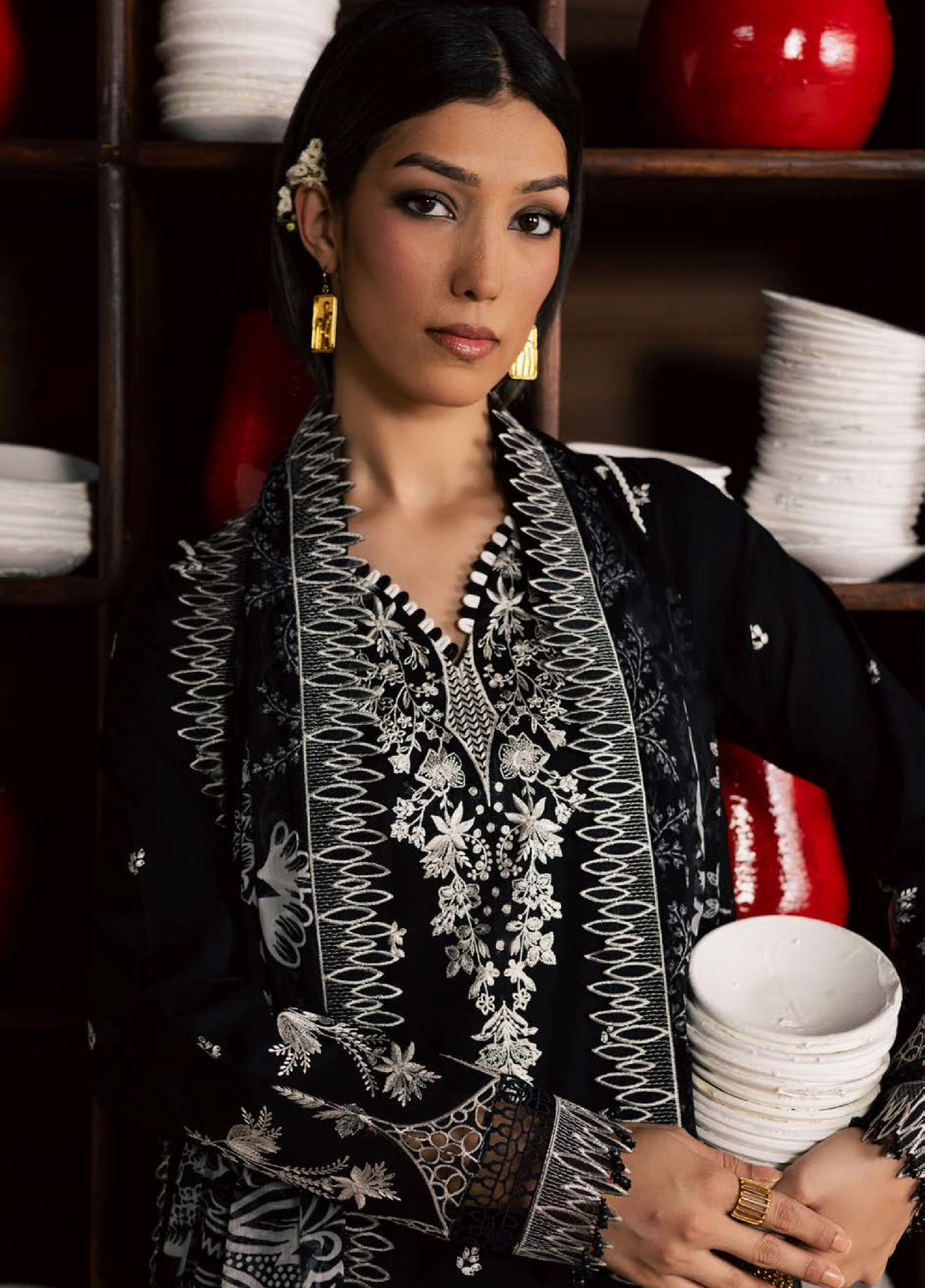 Koyal Monochrome by Nureh Unstitched Embroidered Lawn 3 Piece Suit NU26UKM NE-267 - Casual Collection