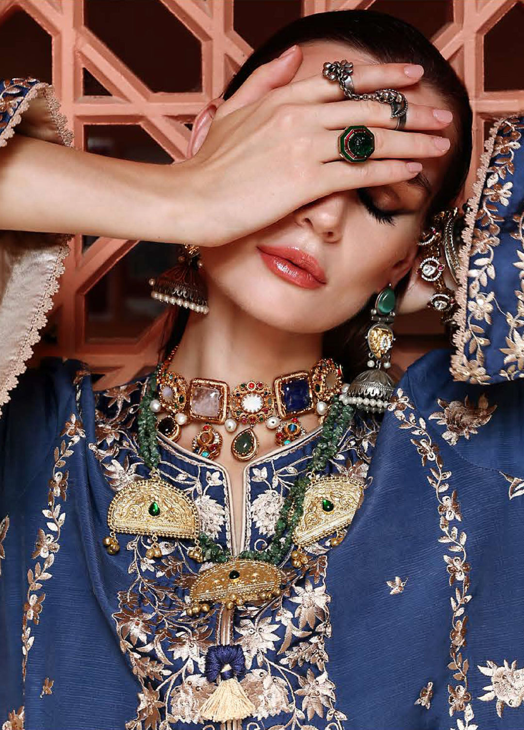 Nuvera Hemline by Mushq Unstitched Raw Silk Embroidered 3 Piece Suit MU26UNH D-1 Vivian - Festive Collection