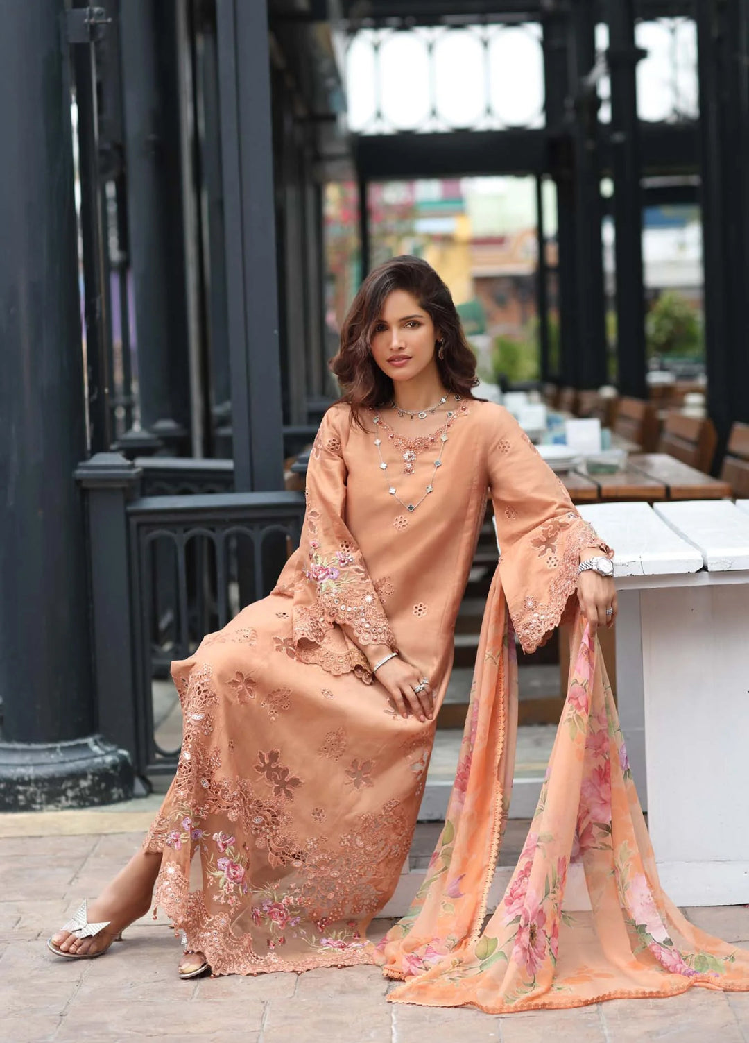 Noor Luxe by Saadia Asad Unstitched Chikankari Embroidered Lawn 3 Piece Suit SA26UNL D-6 PEONIA - Summer Collection
