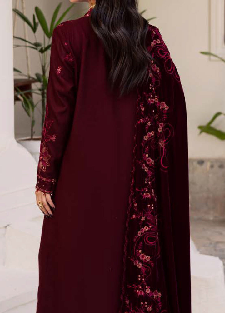 Nureh Exclusive Unstitched Luxury Leather Peach Embroidered Suits 3 Piece NU25EL NE-211 - Winter Collection