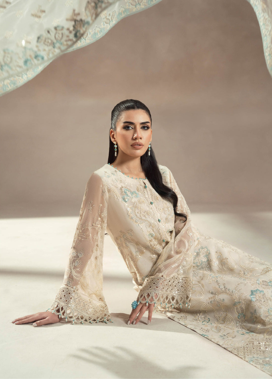 Afsanah by Lavish Premium Unstitched Chiffon Embroidered Suits 3 Piece LV25AC PEARL GARDEN-07 - Festive Collection