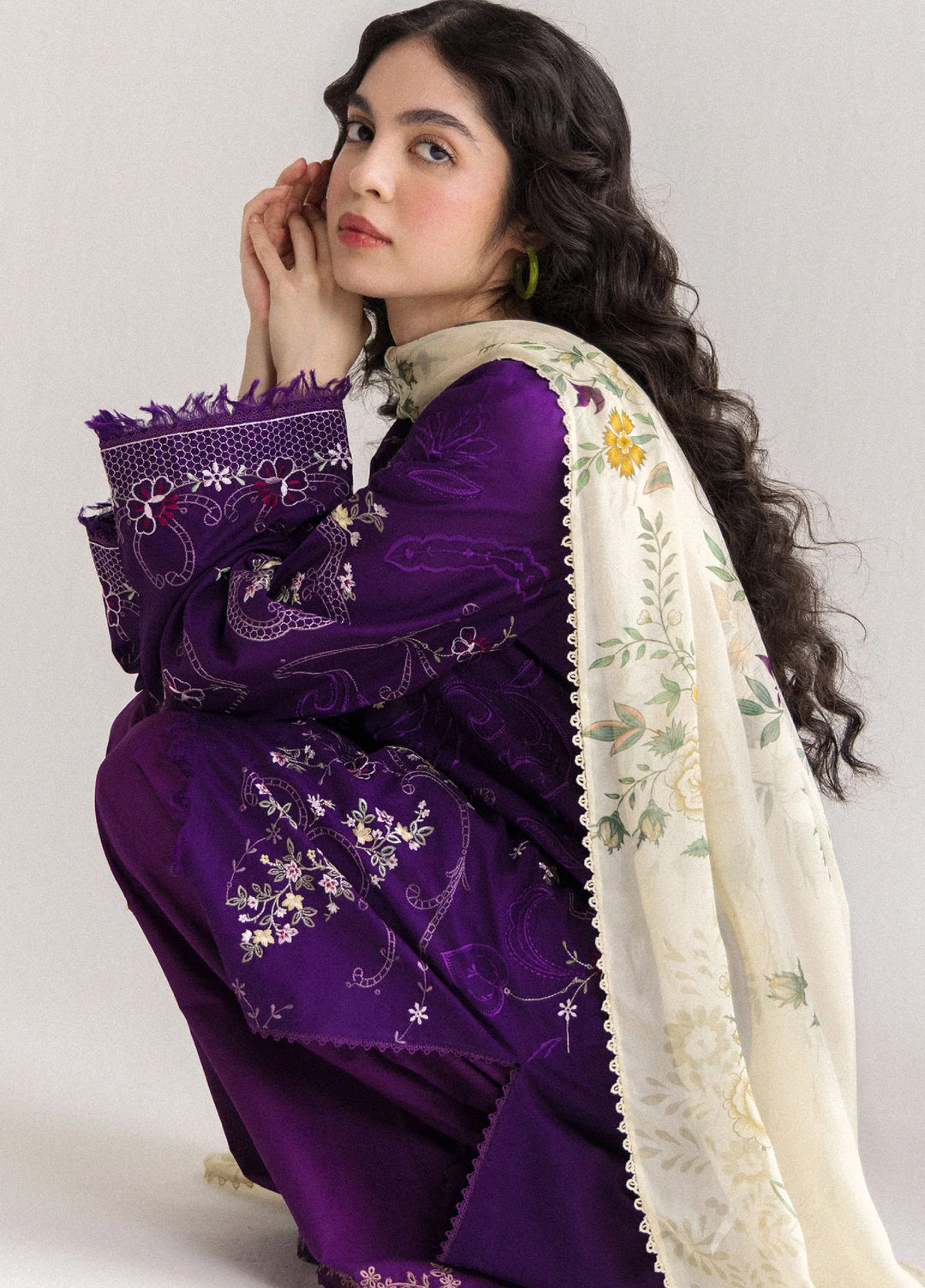 Coco by Zara Shahjahan Unstitched Embroidered Lawn 3 Piece Suit CZS26UCLP SUNE-10B - Eid Collection