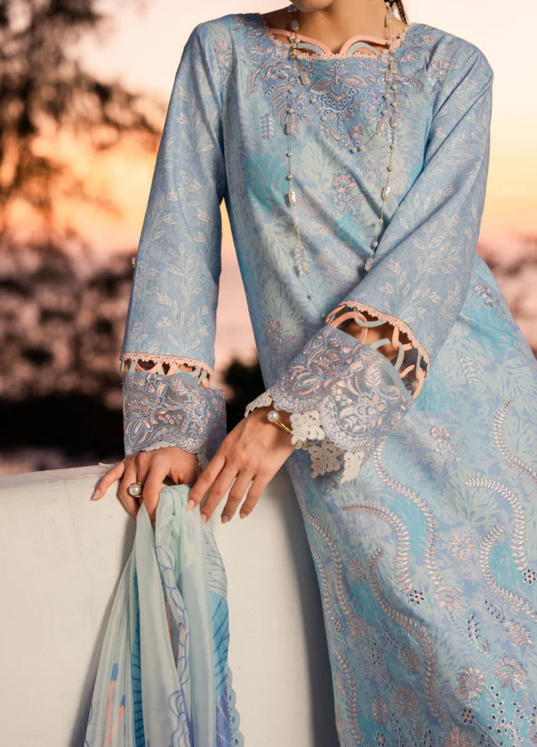 Shezlin Chikankari by Aabyaan Unstitched Embroidered Lawn 3 Piece Suit ABY26USC AZ-09 CALINA - Summer Collection