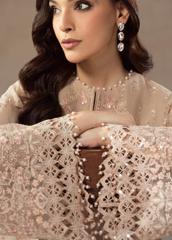 Afsanah by Lavish Premium Unstitched Chiffon Embroidered Suits 3 Piece LV25AC CHAMPAGNE BLOSSOM-02 - Festive Collection