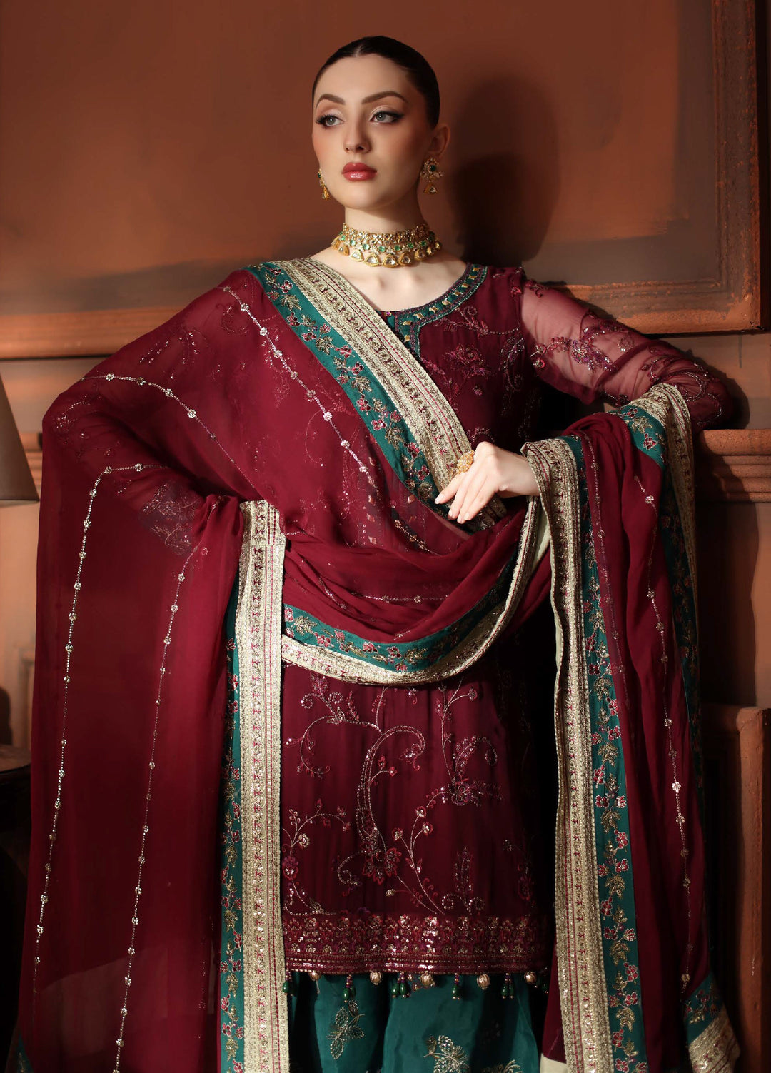 Alfaaz By Nureh Festive Unstitched Chiffon Embroidered 3 Piece Suits NU25AF NL-90 - Festive Collection