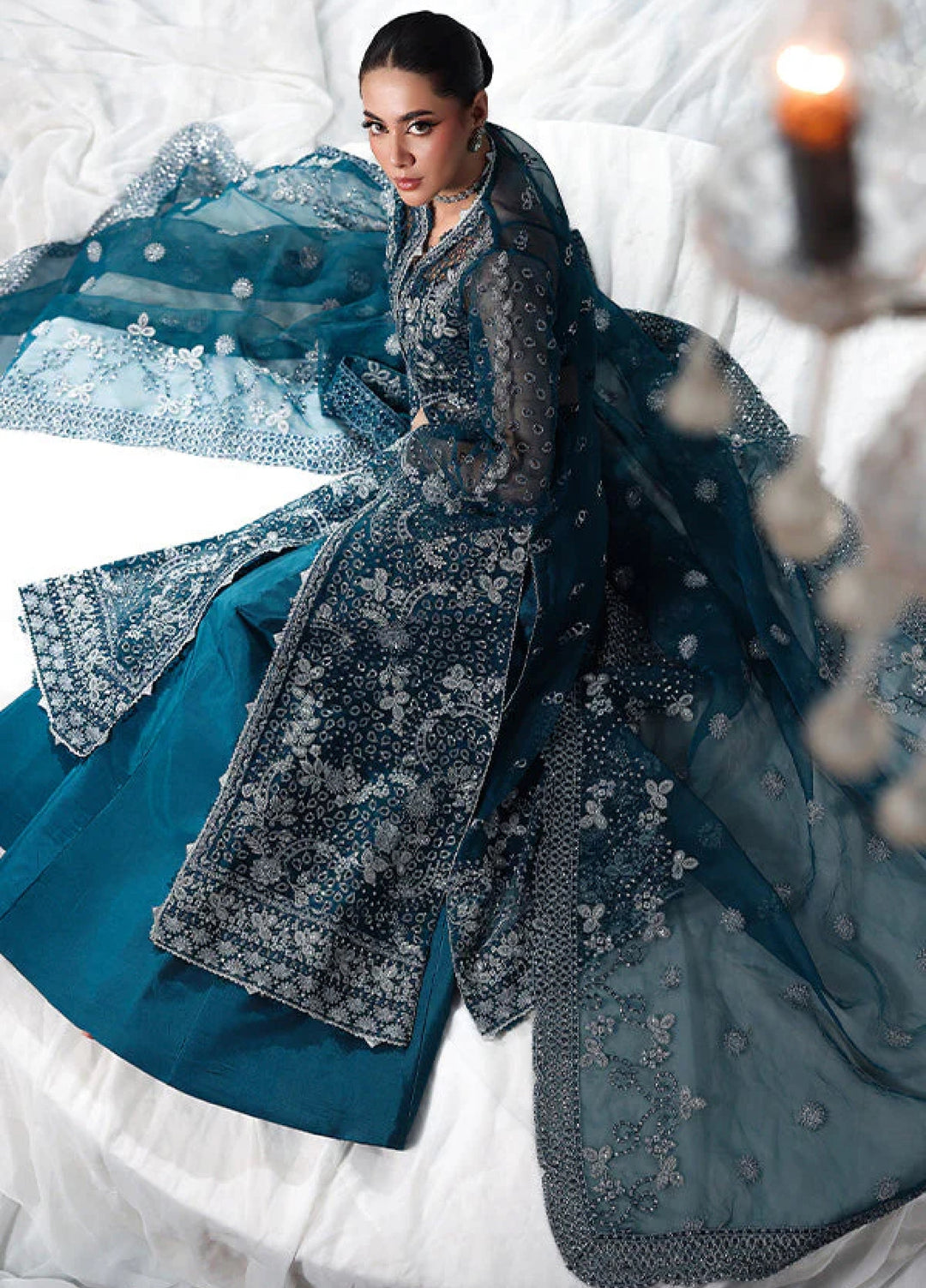 Zynoria by Saffron Unstitched Organza Embroidered Suits 3 Piece SFR25Z Tourmaline - Festive Collection