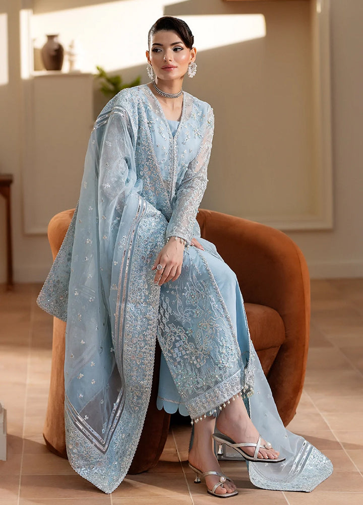 Yashfa Unstitched Hand Work Organza 4 Piece Suit ZINNIA - Festive Collection