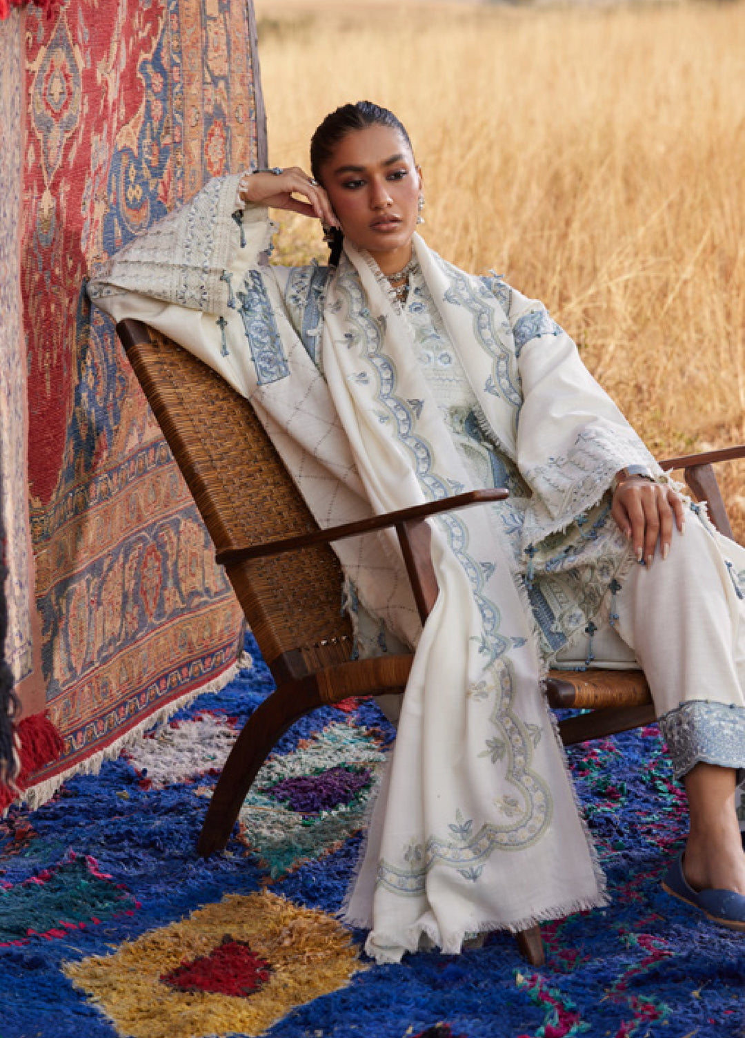 Zaha by Khadija Shah Unstitched Khaddar Embroidered Suits 3 Piece ZL25KW LEILA ZW25-02 - Winter Collection