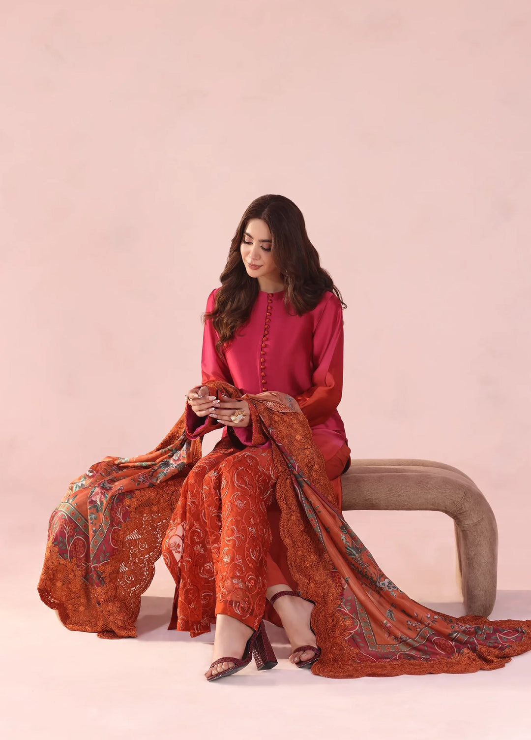 Eterna by Musferah Saad Pret Embroidered Tissue Silk 2 Piece Fiery Bloom - Festive Collection