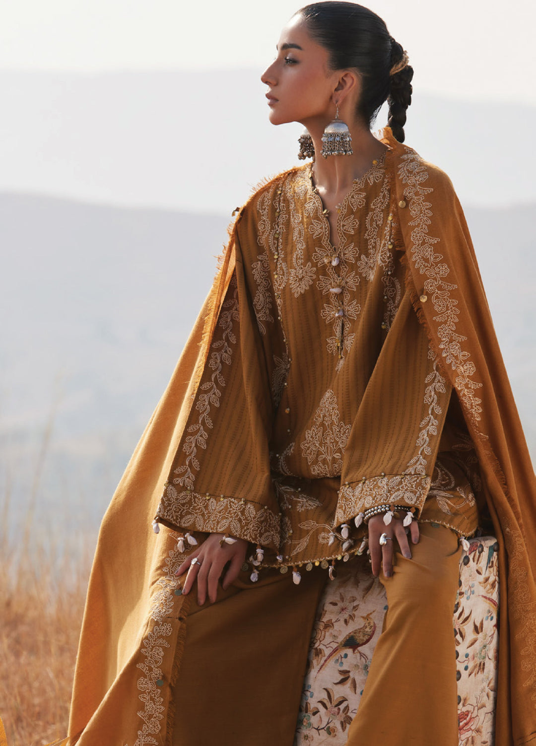 Zaha by Khadija Shah Unstitched Jacquard Embroidered Suits 3 Piece ZL25KW HEER ZW25-10 - Winter Collection