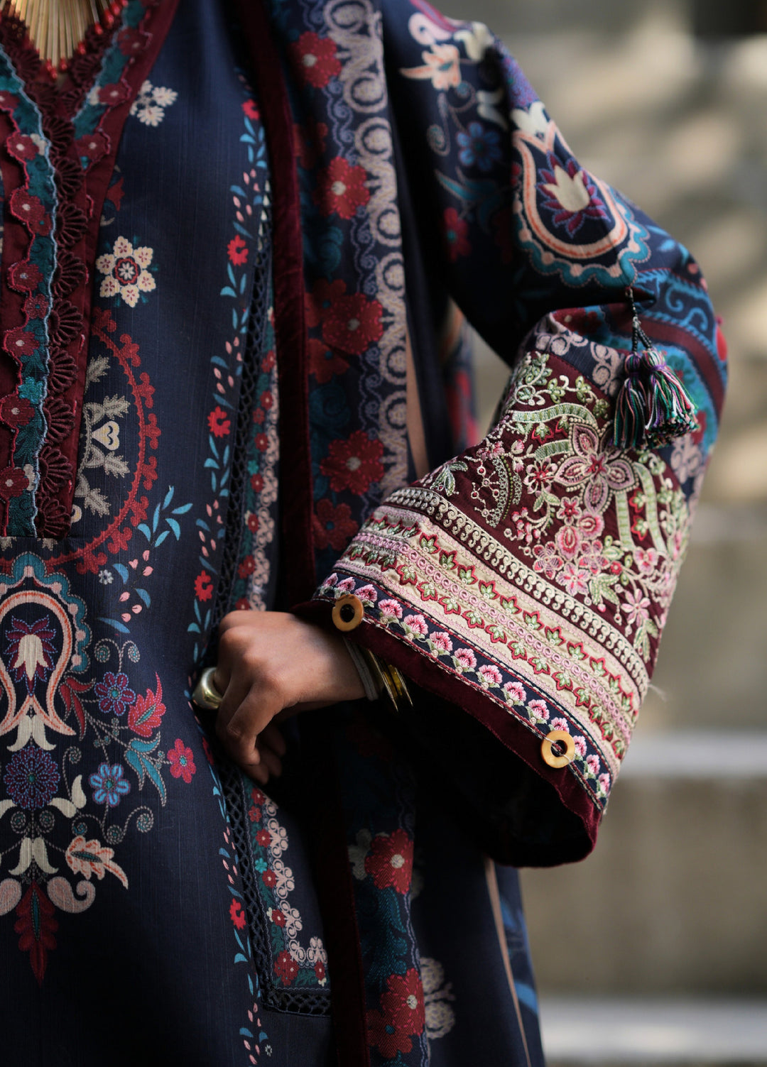 AJR Sard Shaam Embroidered Unstitched Khaddar Suits 3 Piece AJR25SS AJRW-05 NILOFER - Winter Collection