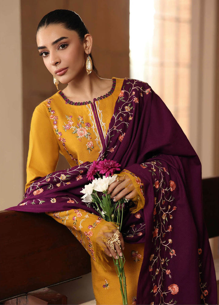 Rajbari Premium Unstitched Peach Winter Shawl Exclusive Embroidered Suits 3 Piece RB25PW D-3 - Winter Collection