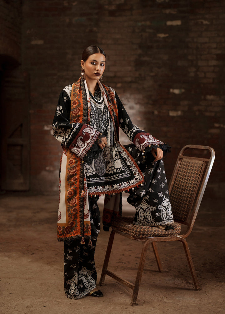 AJR Sard Shaam Embroidered Unstitched Khaddar Suits 3 Piece AJR25SS AJRW-01 MAKHMAL - Winter Collection