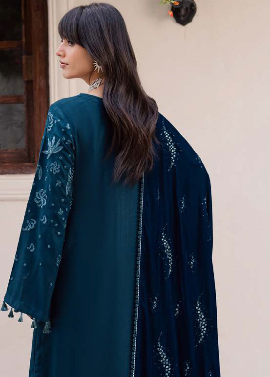 Nureh Exclusive Unstitched Luxury Leather Peach Embroidered Suits 3 Piece NU25EL NE-210 - Winter Collection