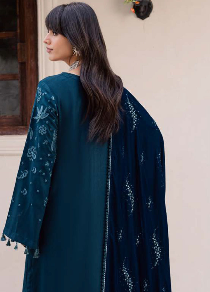 Nureh Exclusive Unstitched Luxury Leather Peach Embroidered Suits 3 Piece NU25EL NE-210 - Winter Collection