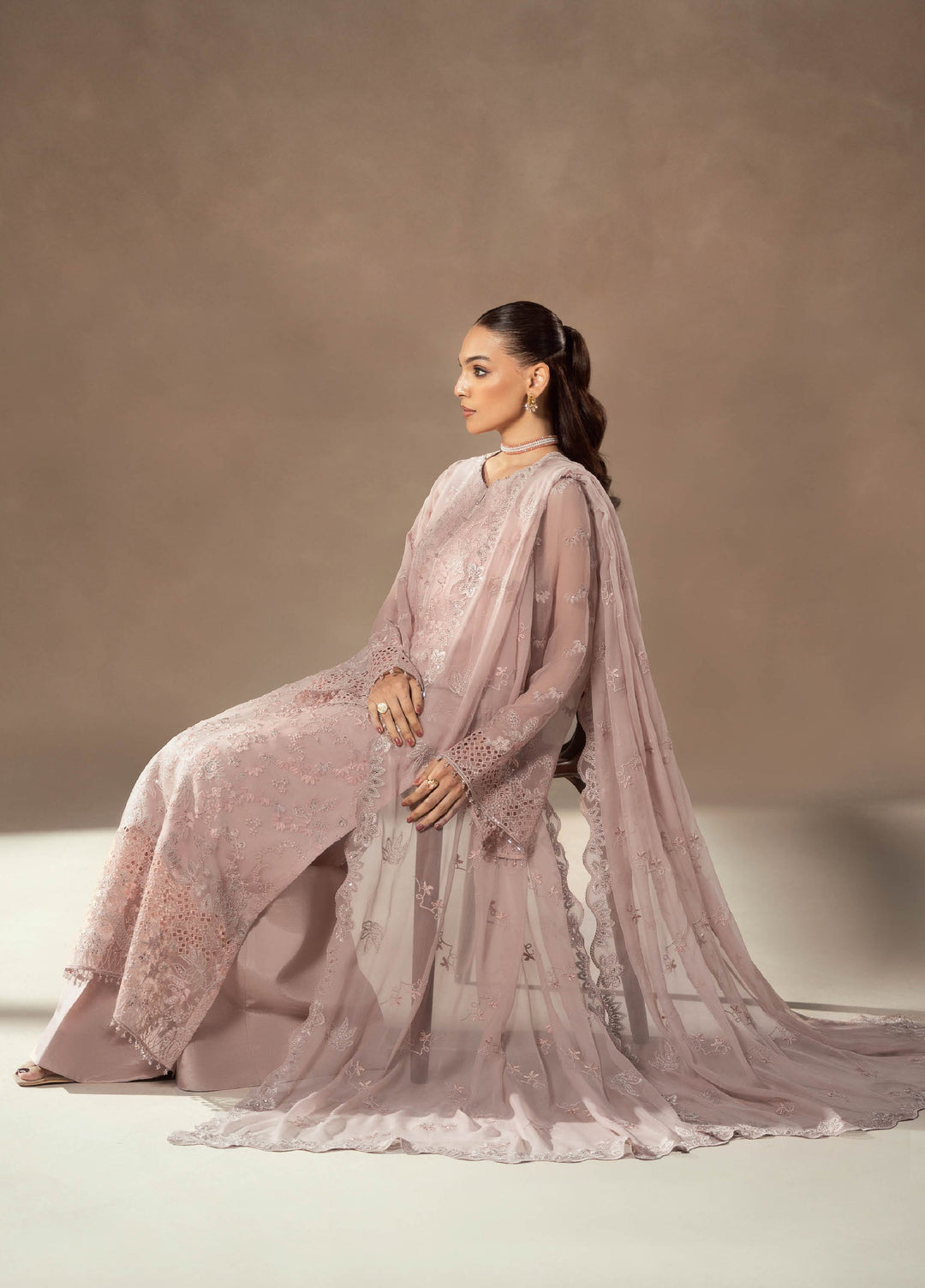 Afsanah by Lavish Premium Unstitched Chiffon Embroidered Suits 3 Piece LV25AC BLUSH PETAL-10 - Festive Collection
